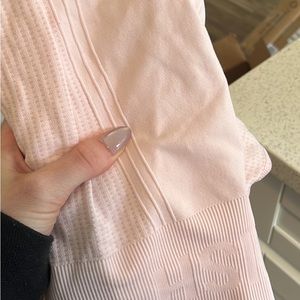 Pink workout leggings and matching crop top